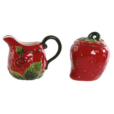 Melk- en Suikerpot Home ESPRIT Rood Keramiek 15 x 10 x 11 cm 2 Onderdelen