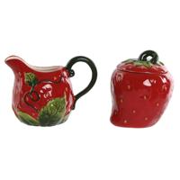 Melk- en Suikerpot Home ESPRIT Rood Keramiek 15 x 10 x 11 cm 2 Onderdelen
