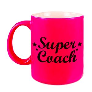 Super coach mok / beker neon roze 330 ml