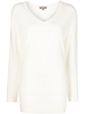 N.Peal pull en cachemire à col v - Blanc