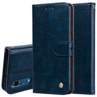 Business Style olie Wax textuur horizontale Flip lederen case voor Huawei P30 met houder & card slots & portemonnee (blauw)