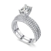 Dubbele rij voor Vrouwenmode Cubic Zirconia bruiloft verlovingsring Ringmaat: 10 (ei vorm wit goud)