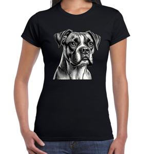 Cadeau/verkleed T-shirt dames - zwart - Boxer hond - hondenliefhebber