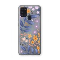 Flowers with blue leaves: Samsung Galaxy A21s Transparant Hoesje