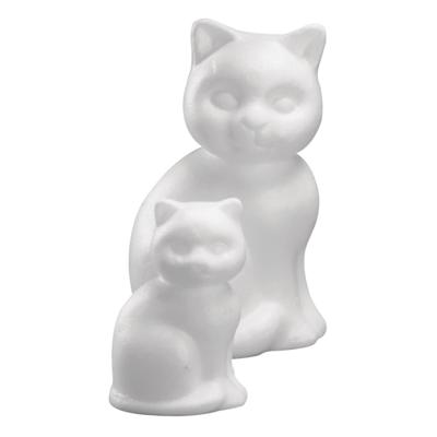 Piepschuim dieren figuren - kat / poes - wit - 13 cm