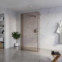 Fortifura Galeria Vrijstaande Inloopdouche - 100x200cm - Rookglas - antikalk - 8mm veiligheidsglas - 2 zijwanden 30cm - wandsteunen en hoekprofielen - Geborsteld Gunmetal PVD SW927771 2x/SW797940/SW797930 2x/SW798732 2x