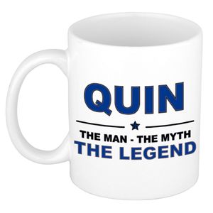 Quin The man, The myth the legend cadeau koffie mok / thee beker 300 ml   -