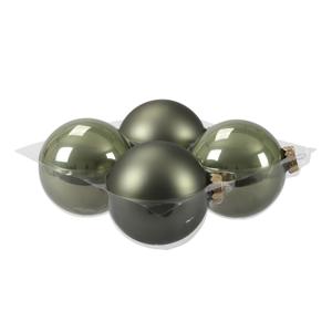 Bellatio Decorations Kerstballen - 4 st - graniet groen - 10 cm