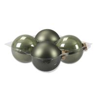 Bellatio Decorations Kerstballen - 4 st - graniet groen - 10 cm - thumbnail