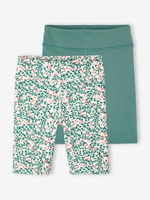 Set van 2 sportieve fietsshorts voor meisjes groen