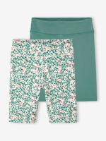 Set van 2 sportieve fietsshorts voor meisjes groen