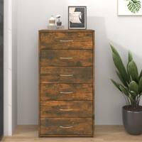Dressoir met 6 lades 50x34x96 cm bewerkt hout gerookt eiken