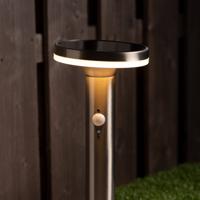 LED&apos;s Light RVS Solar LED Tuin Lantaarnpaal met Bewegingssensor - Draadloos - 3 standen - Zilver