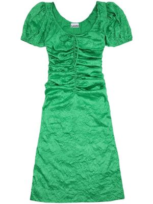 GANNI robe mi-longue à manches bouffantes - Vert