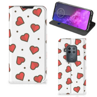 Motorola One Zoom Hoesje met Magneet Hearts - thumbnail