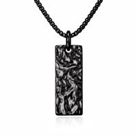 Mendes Zwarte Heren Ketting met Rechthoekige Hamerslag Hanger