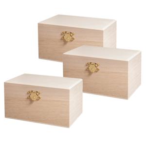 Rayher Hobby kistje/box - 3x - hout - met sluiting en deksel - 14 x 8 x 7 cm - opbergen