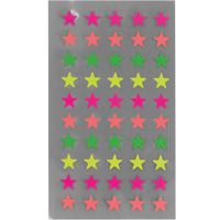 Hobby stickers - 200x stuks - sterren neon kleuren - sticker etiketten - dia 10 mm