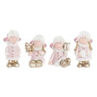 Kerstversiering DKD Home Decor Hars Engel (3,5 x 2,5 x 4 cm) (4 Stuks)
