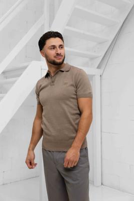 Malelions Knitted Patch Polo Heren Lichtbruin - Maat XL - Kleur: Bruin | Soccerfanshop