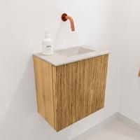 Toiletmeubel Mondiaz Joya Dlux | 40 cm | Meubelkleur Oak | Faye wastafel Ostra Wasbak Rechts | Zonder kraangat(en)