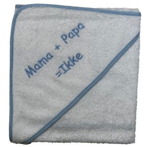 La Petite Couronne badcape Mama + Papa = Ikke katoen junior 75 cm wit/blauw La Petite Couronne badcape Mama + Papa = Ikke katoen junior 75 cm wit/blauw