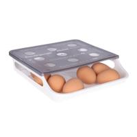 Koelkast organizer eierhouder met deksel - 12 eieren - transparant - kunststof - 22 x 24 x 6 cm Koelkast organizer eierhouder met deksel - 12 eieren - transparant - kunststof - 22 x 24 x 6 cm