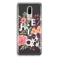 Hello in flowers: OnePlus 6 Transparant Hoesje - thumbnail