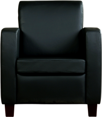 Zwarte leren landelijke fauteuil Joy - poot hout bruin - Massif Leer Nero (zwart leer)