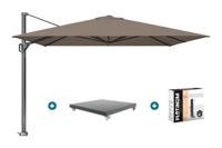 Platinum Challenger Telescope Zweefparasol premium - 3,5x3,5 - Havana Taupe met Marbella voet en hoes