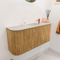 Toiletmeubel Mondiaz Joya Dlux | 93.2 cm | Meubelkleur Oak | Faye wastafel Ostra Wasbak Midden | 1 kraangat
