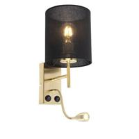 QAZQA Art Deco wandlamp goud met katoenen zwarte kap - Stacca