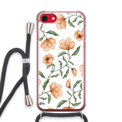 Peachy flowers: iPhone SE 2020 Transparant Hoesje met koord