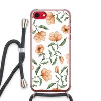 Peachy flowers: iPhone SE 2020 Transparant Hoesje met koord