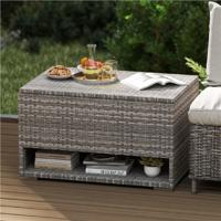 Tuinbox met Schoenenrek Polyrattan Kussenbox Weerbestendig met Beschermvoering & Deksel 186L 95 x 60 x 58 cm Grijs