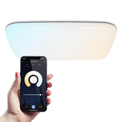 Smart plafondlamp - Vierkant - 30W - 3000lm - 42x42cm - RGBWW - Wifi + Bluetooth - Google Home, Amazon Alexa en Siri - Frameless - Bestuurbaar via App en Stem