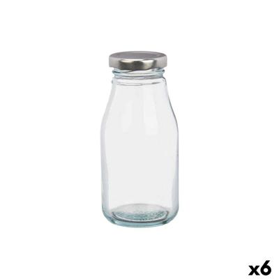 Glazen fles Vivalto Transparant Zilverkleurig PVC Metaal Glas 250 ml (6 Stuks)