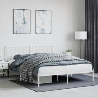 Bedframe met hoofdbord metaal wit 160x200 cm