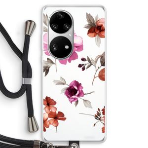 Geschilderde bloemen: Huawei P50 Pro Transparant Hoesje met koord