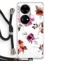 Geschilderde bloemen: Huawei P50 Pro Transparant Hoesje met koord