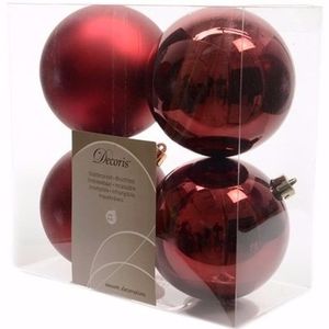 Cosy Christmas kerstboom decoratie kerstballen 10 cm donkerrood 4 stuks   -