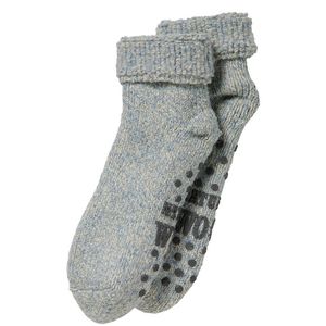 Wollen anti-slip huissokken/slofsokken voor kinderen blauw melee maat 31-34 31/34  -