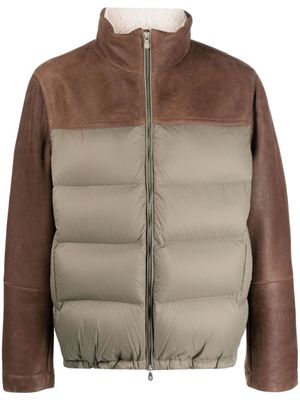 Brunello Cucinelli doudoune à design à empiècements - Marron