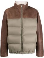 Brunello Cucinelli doudoune à design à empiècements - Marron