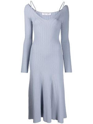 Proenza Schouler White Label robe en maille nervurée à col v - Bleu