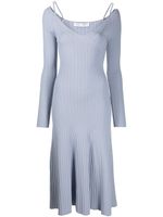 Proenza Schouler White Label robe en maille nervurée à col v - Bleu