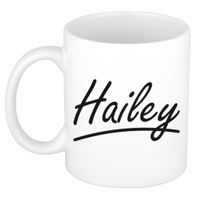 Naam cadeau mok / beker Hailey met sierlijke letters 300 ml   - - thumbnail