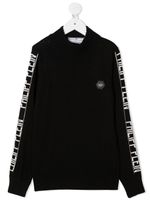 Philipp Plein Junior pull à logo en intarsia - Noir