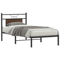 Bedframe zonder matras bewerkt hout bruin eikenkleur 90x190 cm Bedframe zonder matras bewerkt hout bruin eikenkleur 90x190 cm