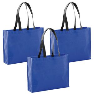 4x stuks draagtassen/schoudertassen/boodschappentassen in de kleur blauw 40 x 32 x 11 cm